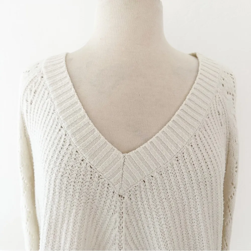 Anthropologie White Ramona Cable Pointelle Knit Chunky Alpaca Sweater | XL - Image 99