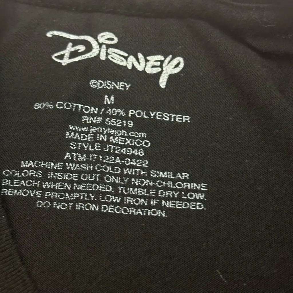 Disney Alice in Wonderland Black Tee with Floral Design M - Image 5