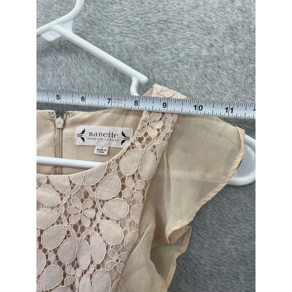 Nanette Lepore Women's Dress Pleated Size 2 Light Peach Lace Overlay Trim - Image 12