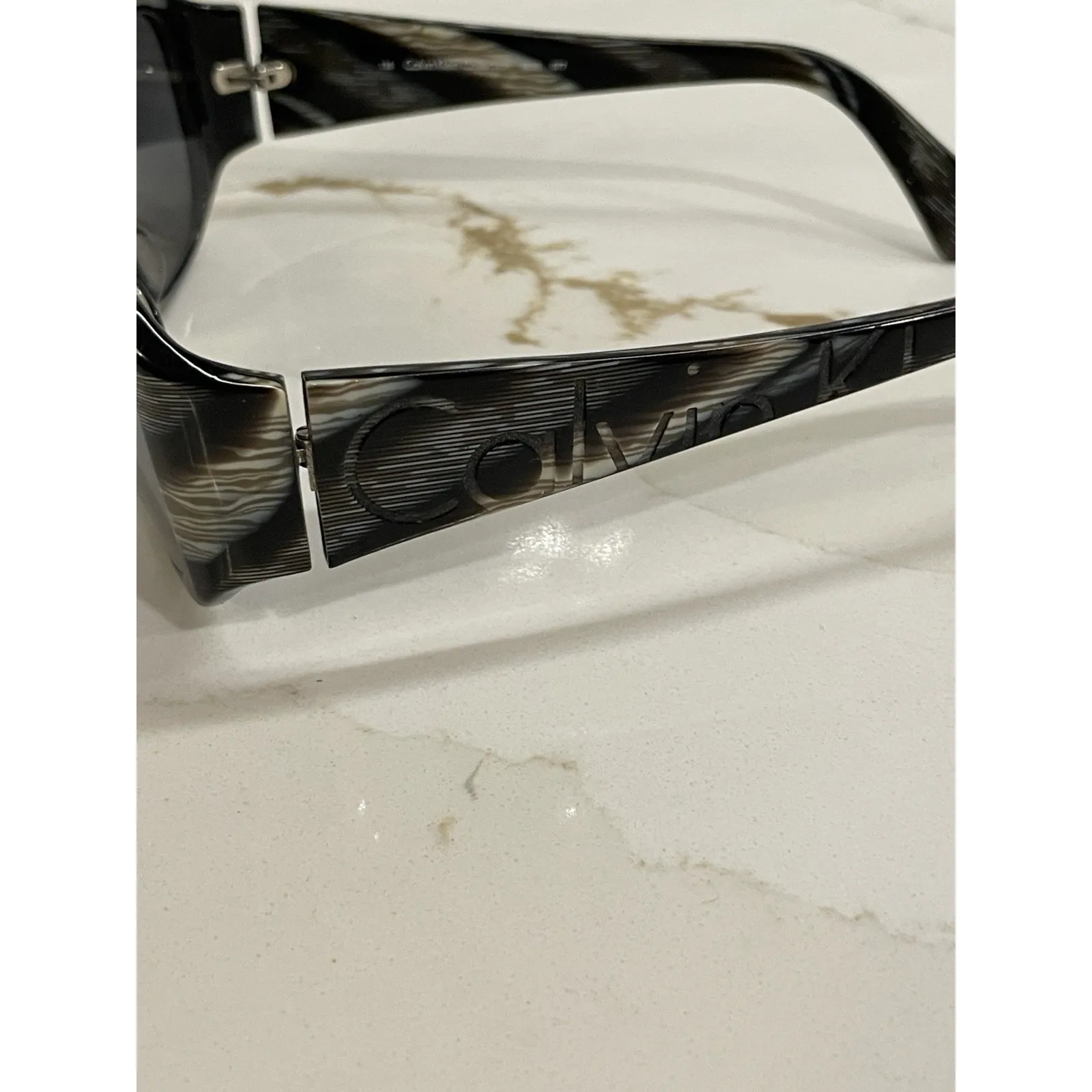 Calvin Klein Collection 825S Sunglasses Women Black White Y2K 135 077 Used - Image 4