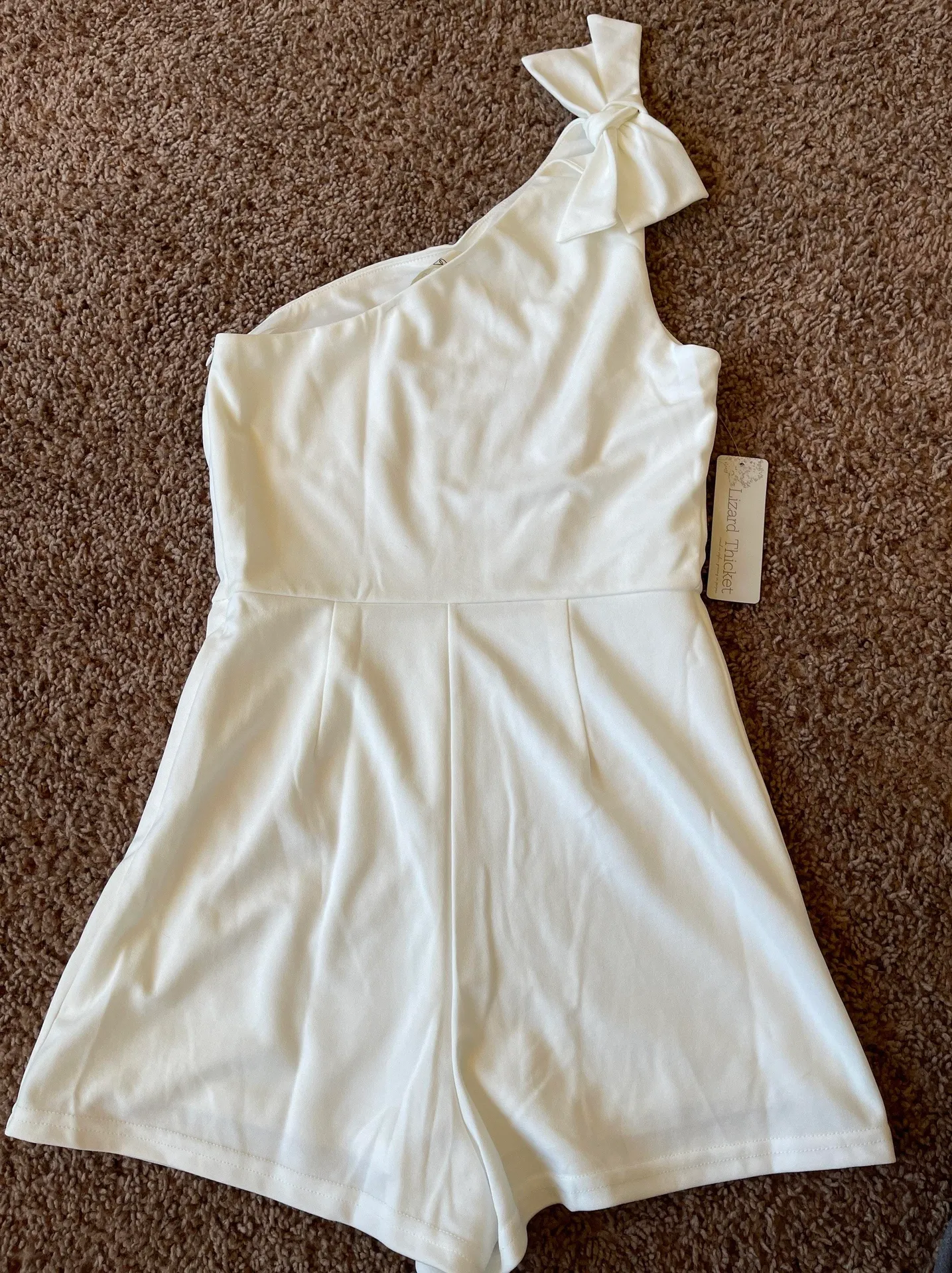 Lizard Thicket White One Shoulder Romper - Image 3