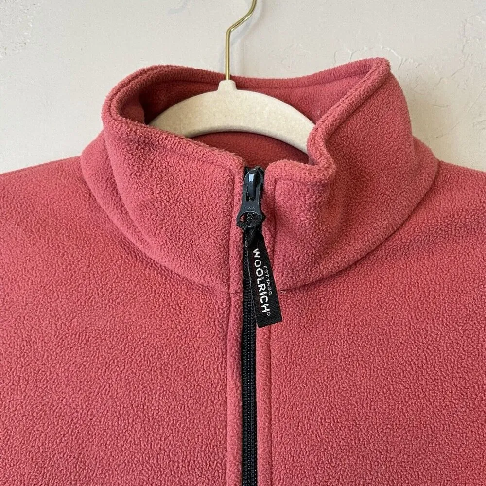 WOOLRICH Women’s Size Large Vest Fleece Full Zip Pink Pockets Sleeveless Jacket - Image 4