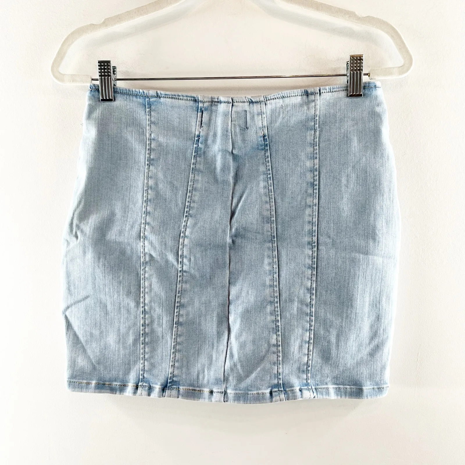 Free People Layla High Waisted Slim Fit Denim Mini Skirt Light Blue 6 - Image 8