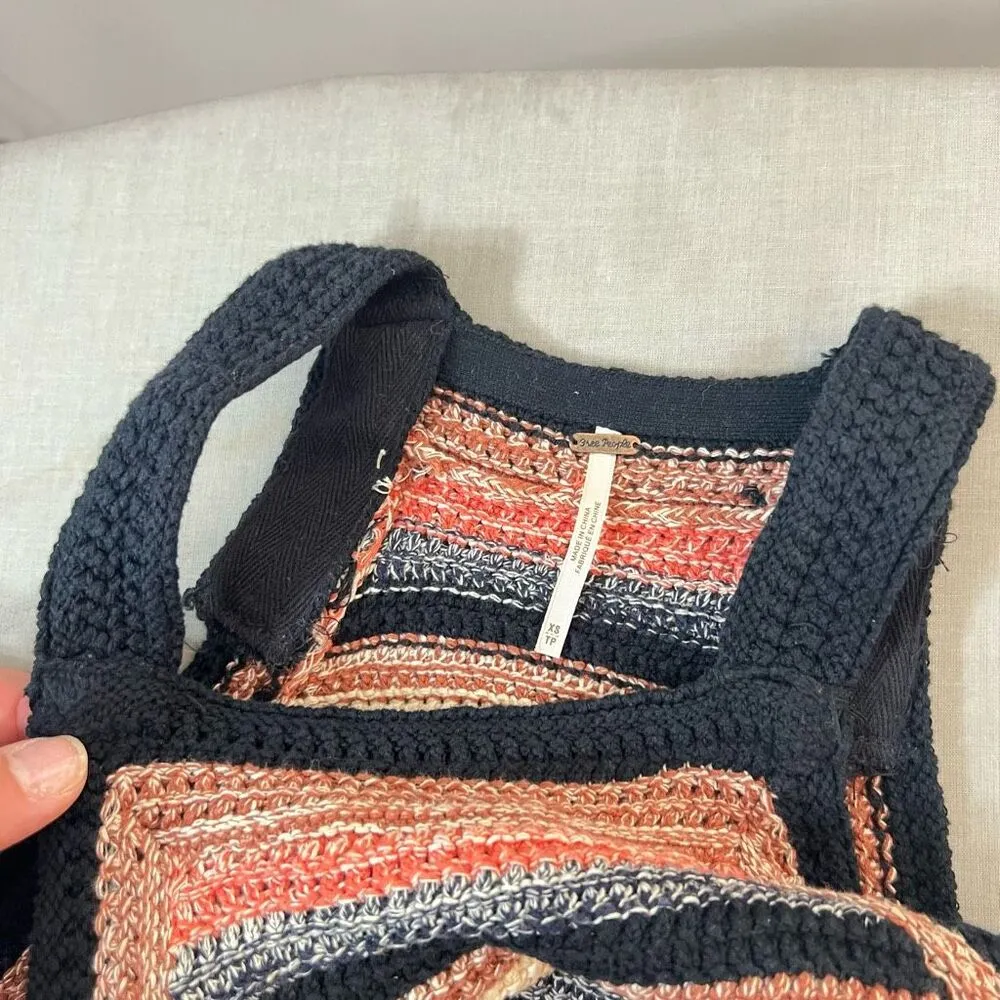 Free people striped crochet  knit mini tank dress size XS - Image 9