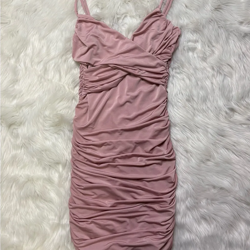 Lucy In The Sky draped bodycon mini dress in pink size medium - Image 3
