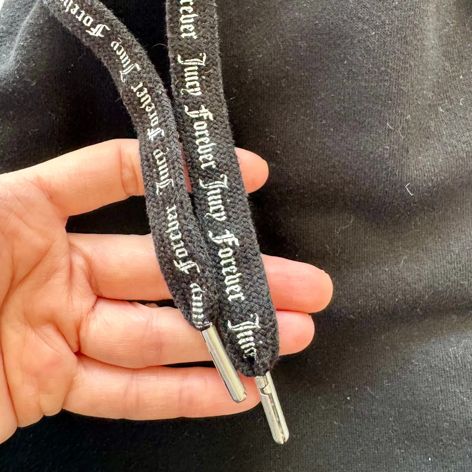 Juicy Couture Forever 21 Black Jogger Sweatpants Bling Logo Sz M/L - Image 6