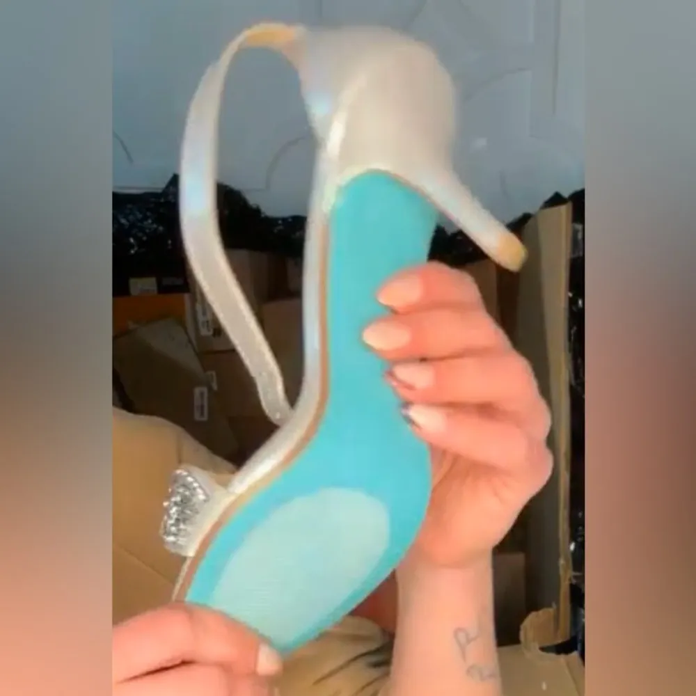 Betsey Johnson Gina Jeweled Ankle Strap Dress Sandals Ivory Satin Stiletto Heels - Image 14