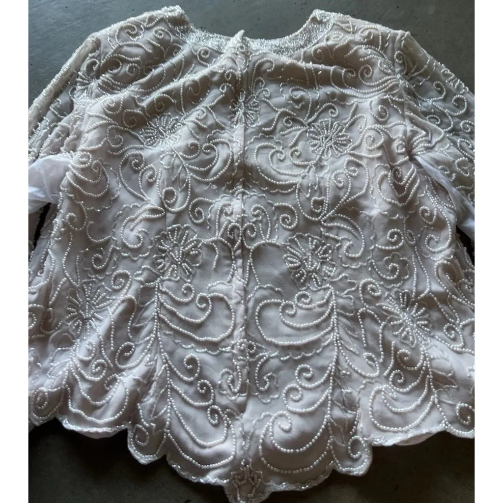 Vintage Draper’s & Damon’s Beaded Sparkly Women’s Top Sz 20 Pink Cream - Image 9
