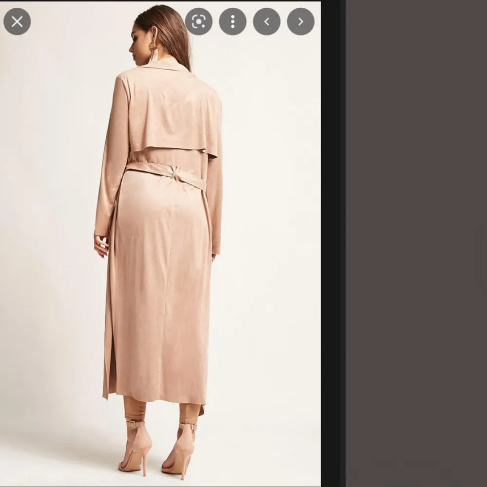 Love culture Mocha Suedette Longline Jacket medium - Image 3