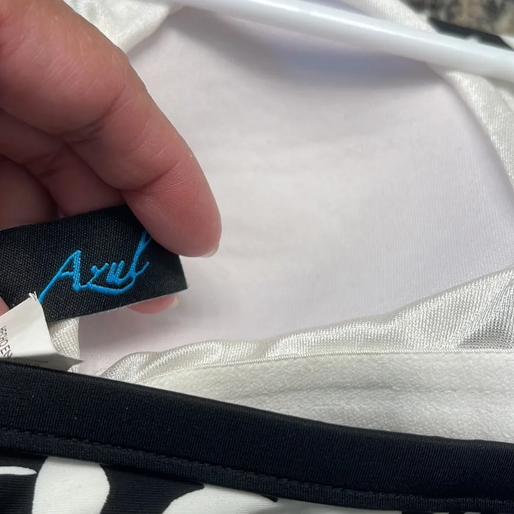 Azul Black White One Piece Swimsuit Adjustable Spaghetti Strap Size 10 EUC #7278 - Image 7