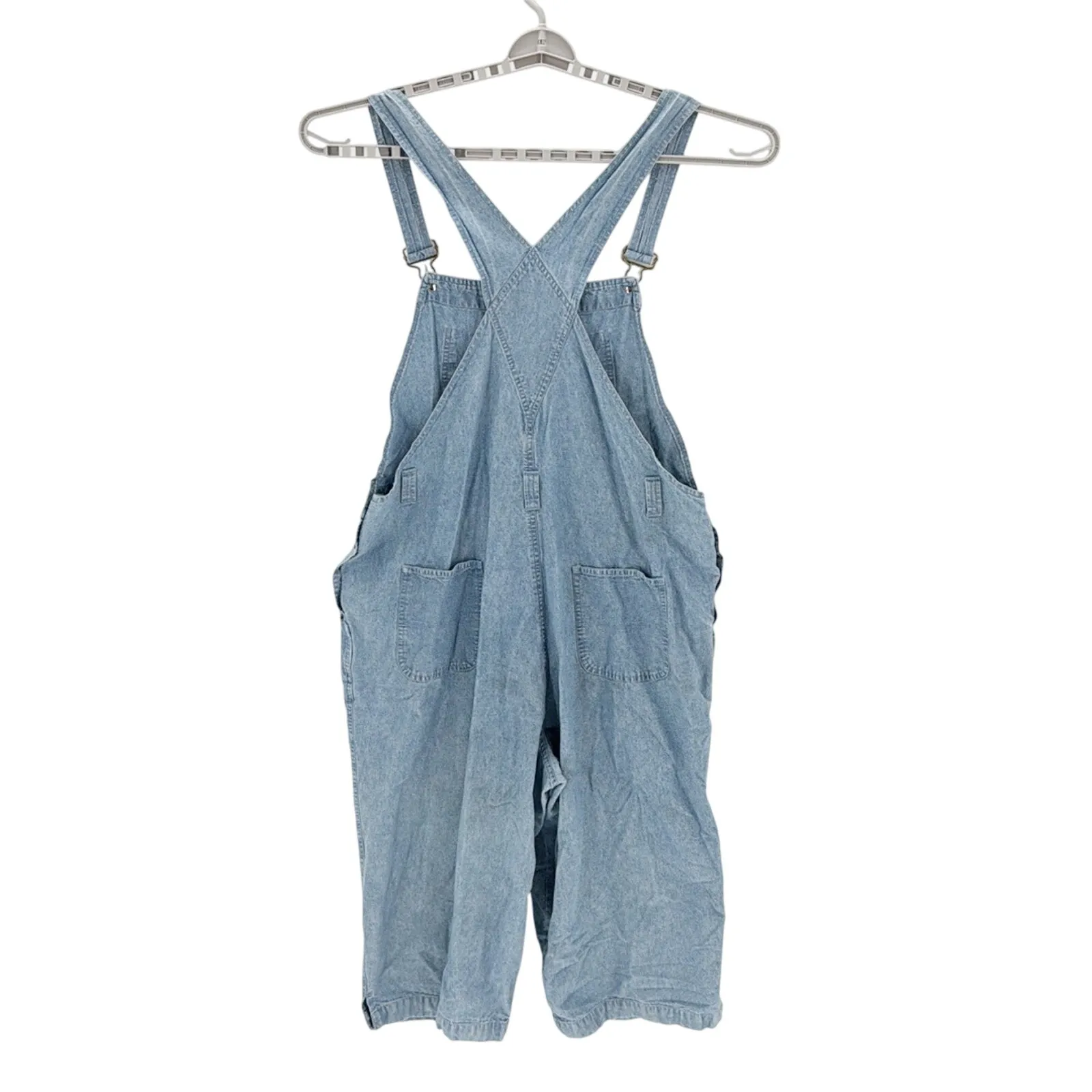 Vintage Shaver Lake lightweight denim overalls cropped split hem size XL artsy - Image 2
