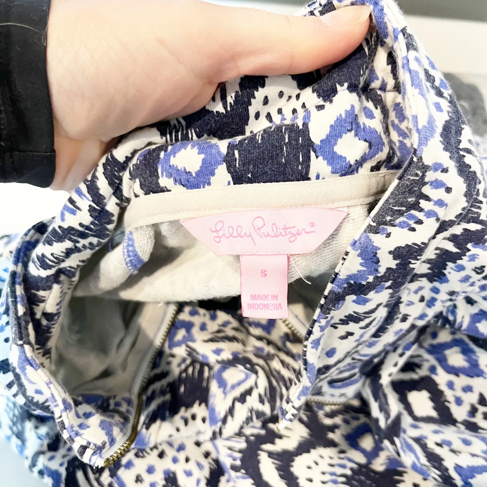 Lilly Pulitzer Skipper Beckon Oh My Cod Popover French Terry Dress Blue Small - Image 2