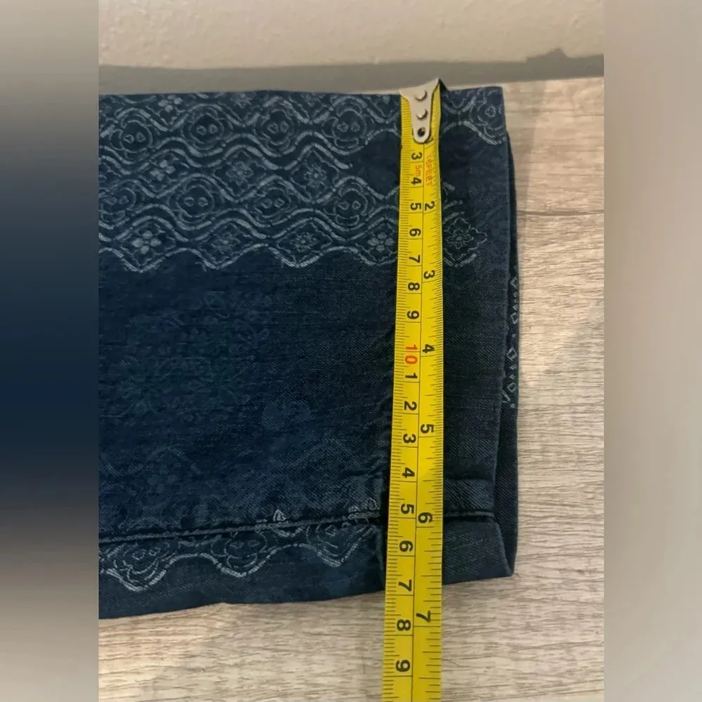 Free People Indigo Daze Denim Chambray Printed Jumpsuit Tie Sleeves Boho Size XS - Image 5