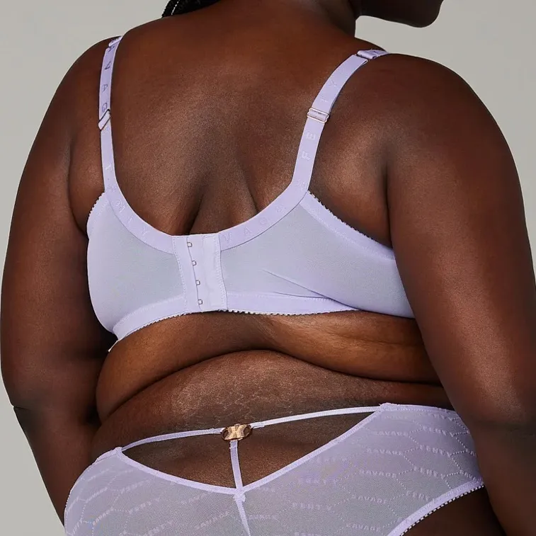 Savage x Fenty Flocked Logo Purple Lavender Unlined Bra - Current In-Store Style - Image 7