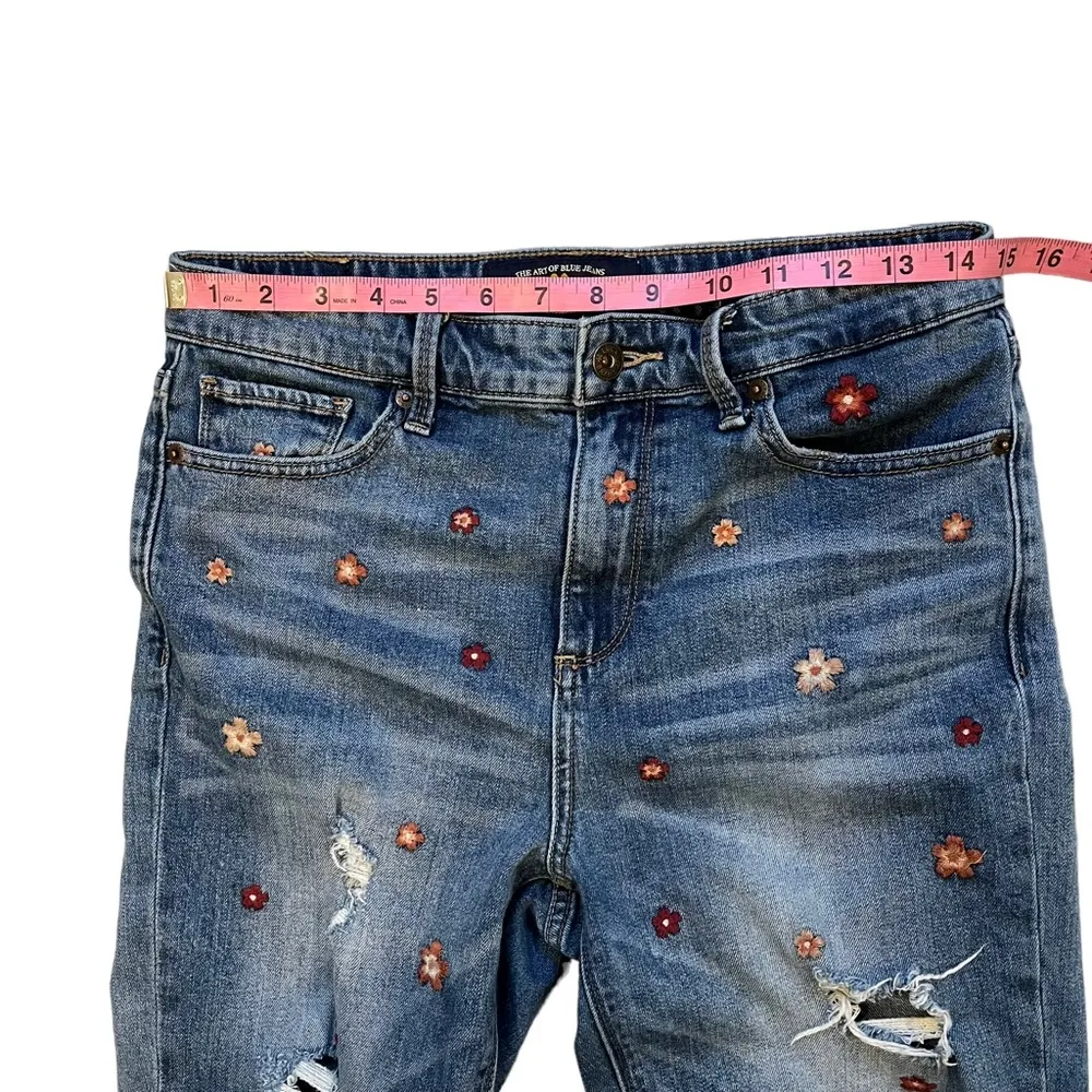 Lucky Brand Bridgette Skinny Distressed Embroidered Floral Jean, Sz 6/28 - Image 11