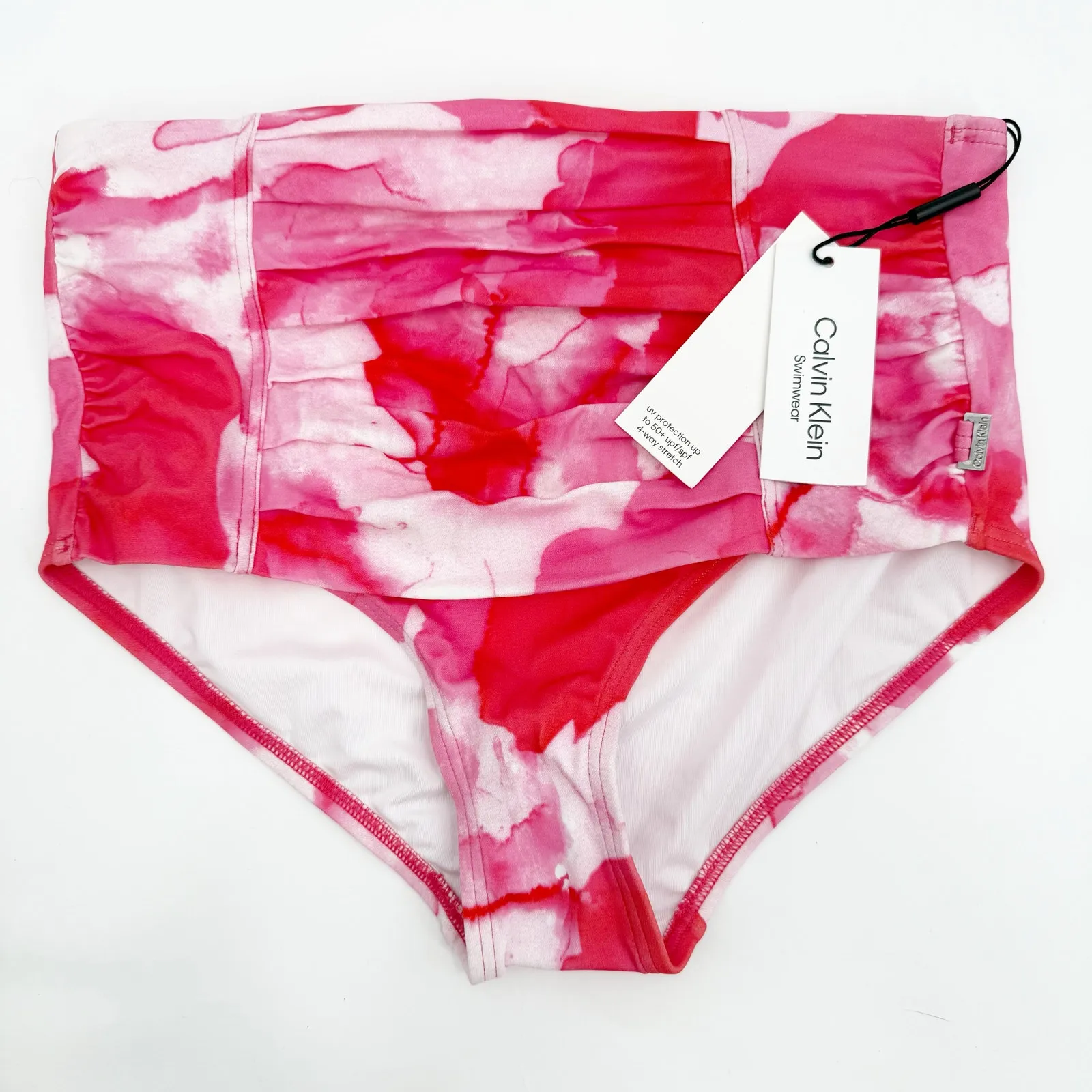 Calvin Klein Bikini Bottoms SZ Extra Small NWT Pleated High Waist Watercolor - Image 2