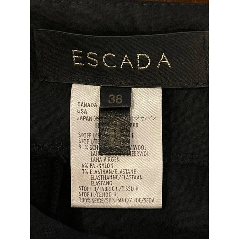 Escada Black Cut Out‎ Waist Detail Straight Leg High Rise Split Hem Pants Size 8 - Image 8