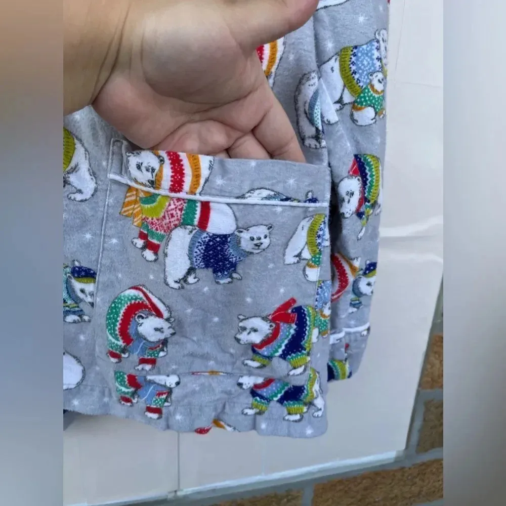 Nick & Nora Pajama PJ Set Polar Bears Fleece Button Front Long Sleeve large - Image 11