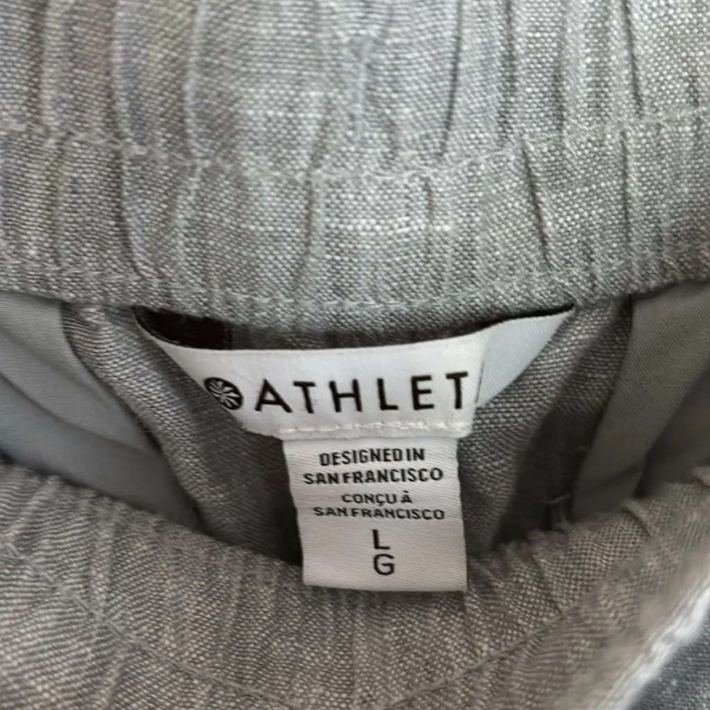Athleta Retreat Linen Gray Ankle Pants High Rise Elastic Waist Women's Large - Image 11