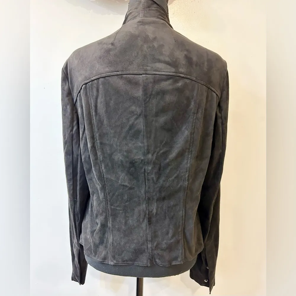 Kut From The Kloth Tayanita Faux Suede Waterfall Moto Jacket in Black Size Lg - Image 7