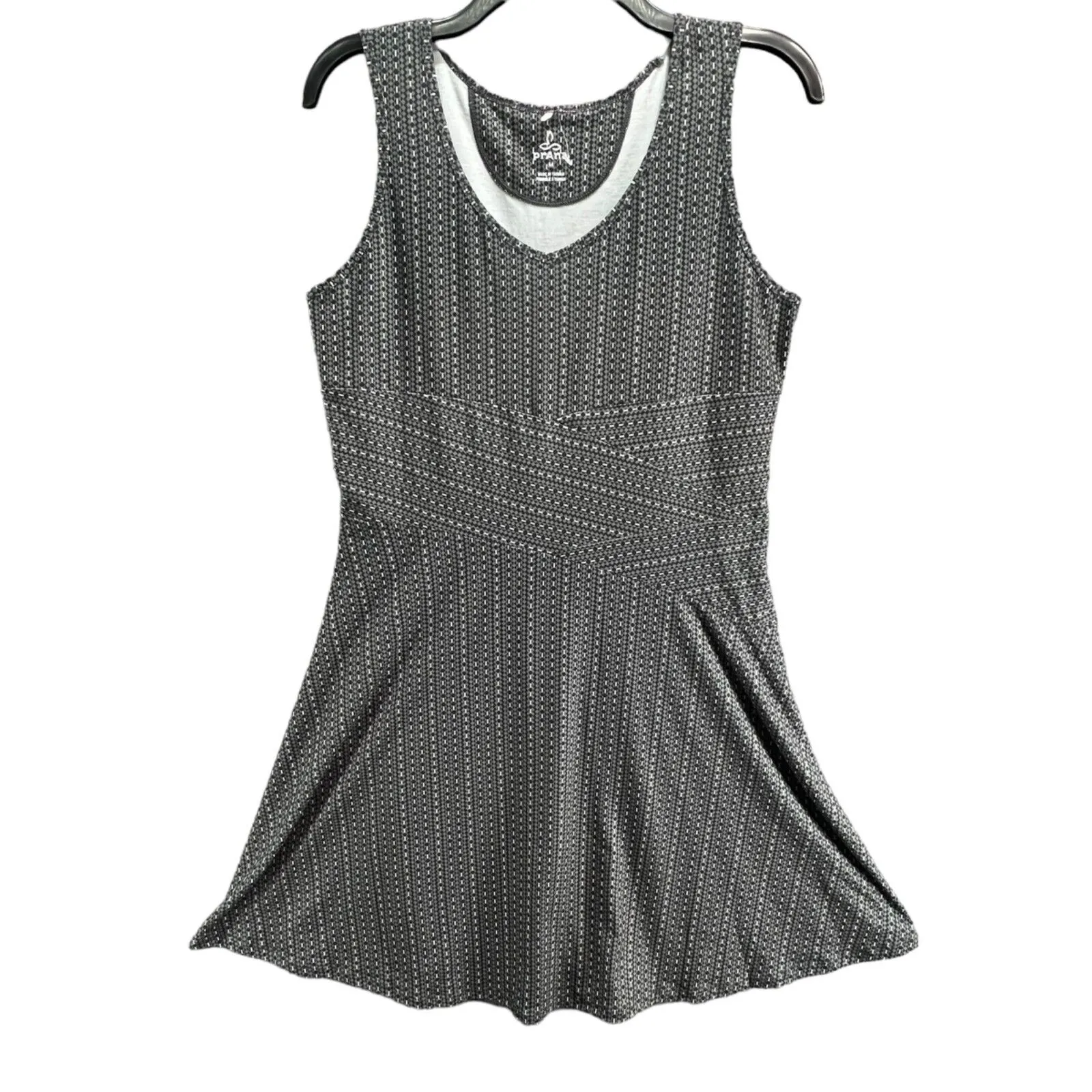 Prana Amelie Veeda Tank Dress M Gray Geometric Sleeveless V Neck Stretch Travel - Image 2