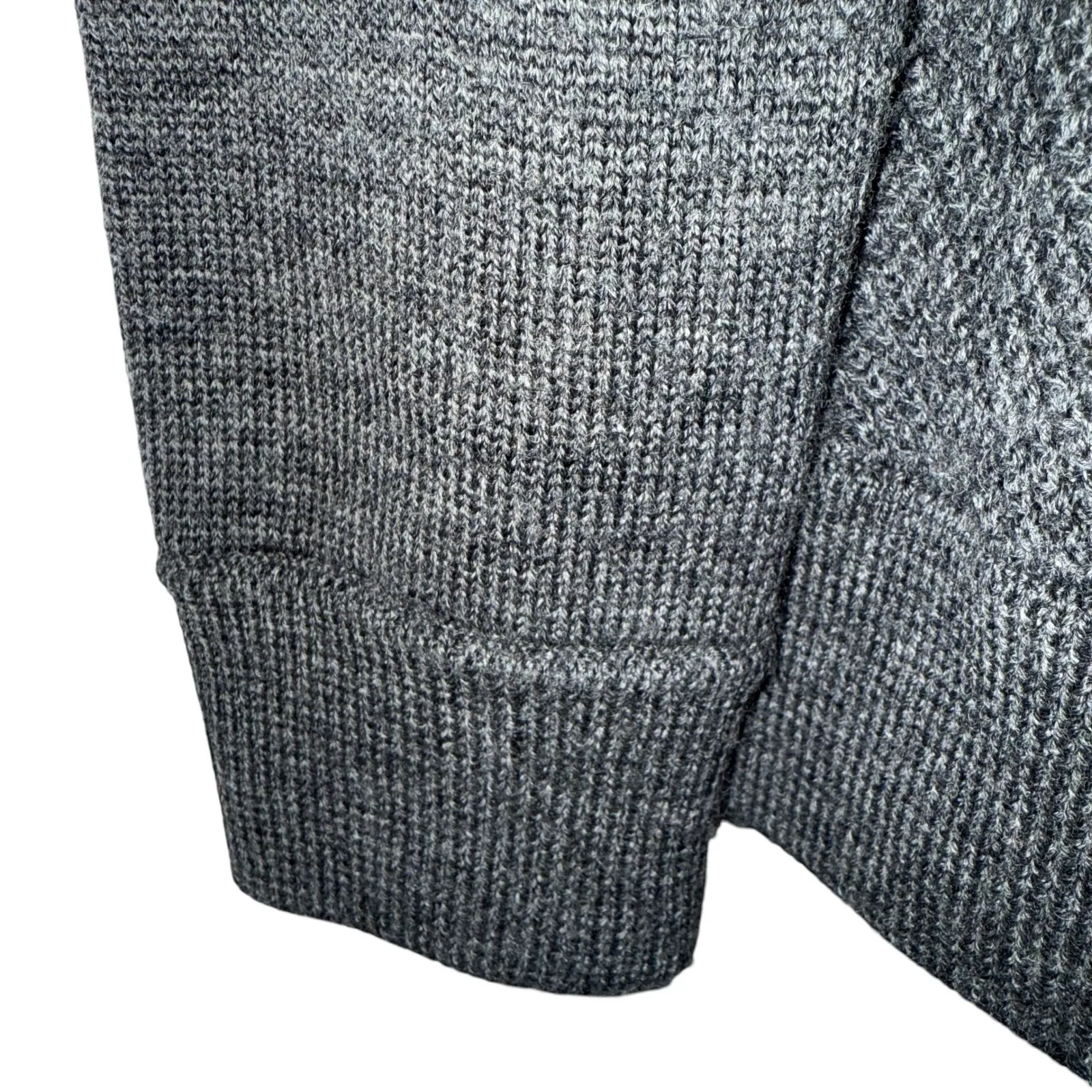 VINCE Gray Wool‎ Waffle Knit Crew Neck Sweater Leather Detail Zipper Size S - Image 5