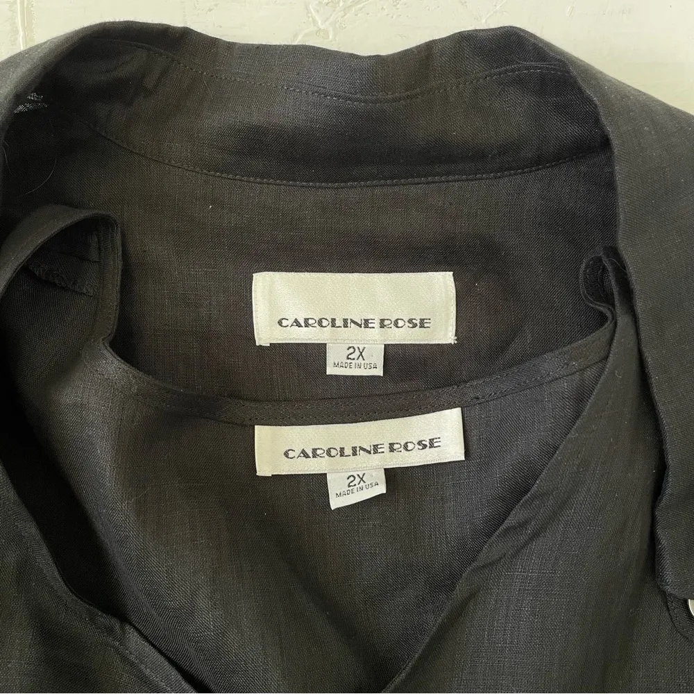 Caroline Rose Size 2X Top 100% Linen Easy Shirt Lagenlook Blouse SET Plus Black - Image 5