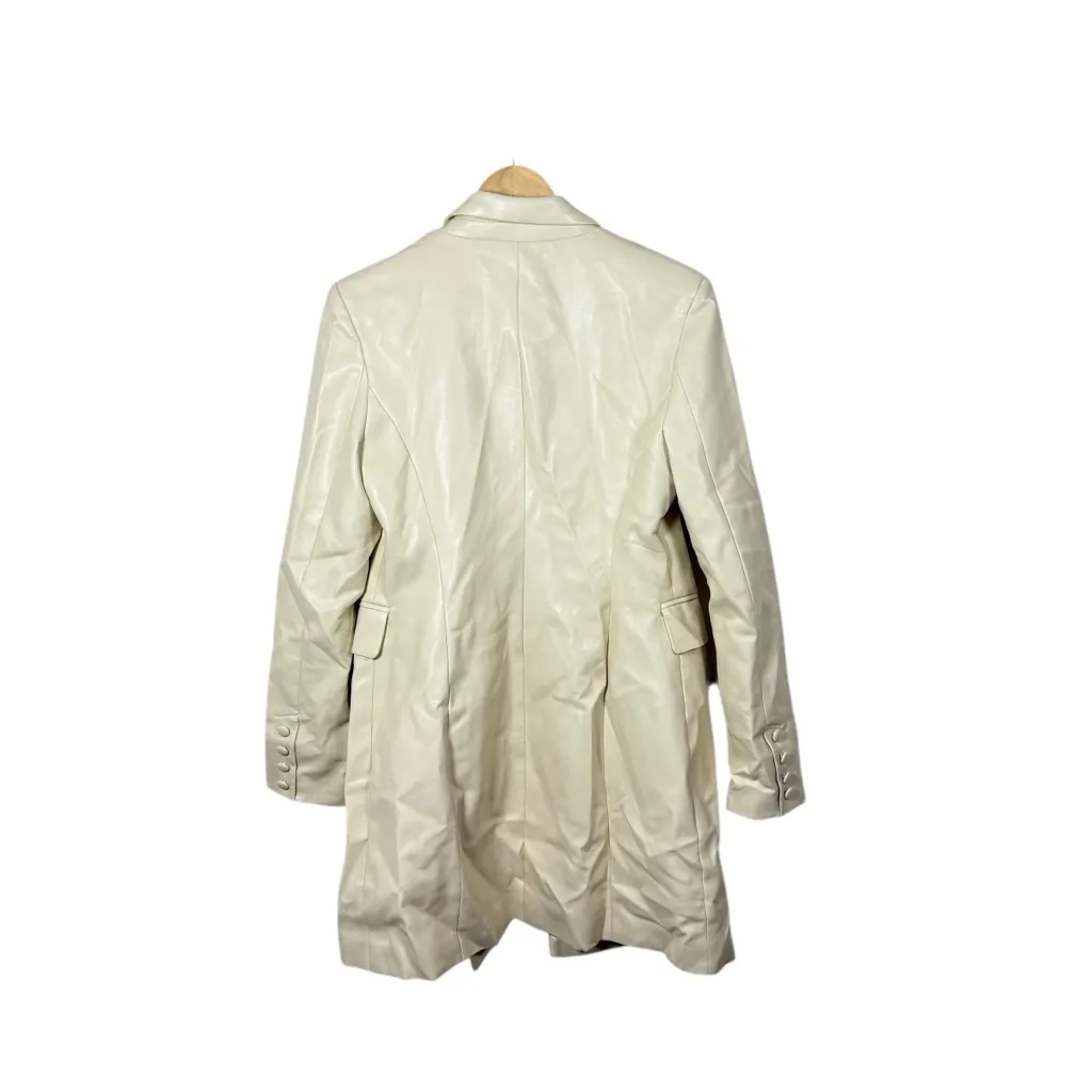 Avec Les Filles Women’s Leather Blazer Dress in Cream Size M - Image 11