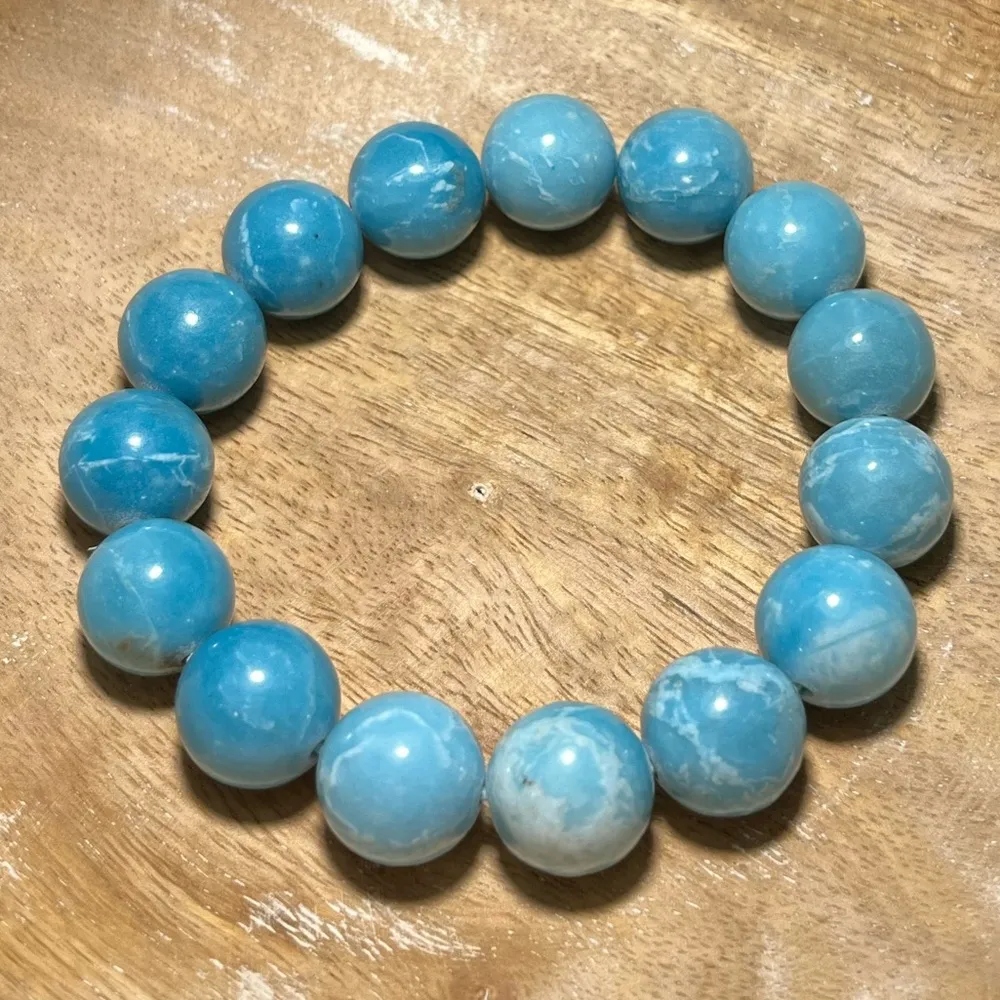 NWOT Hemimorphite Mineral Empathy Stone Chunky Bead Bracelet - Image 4
