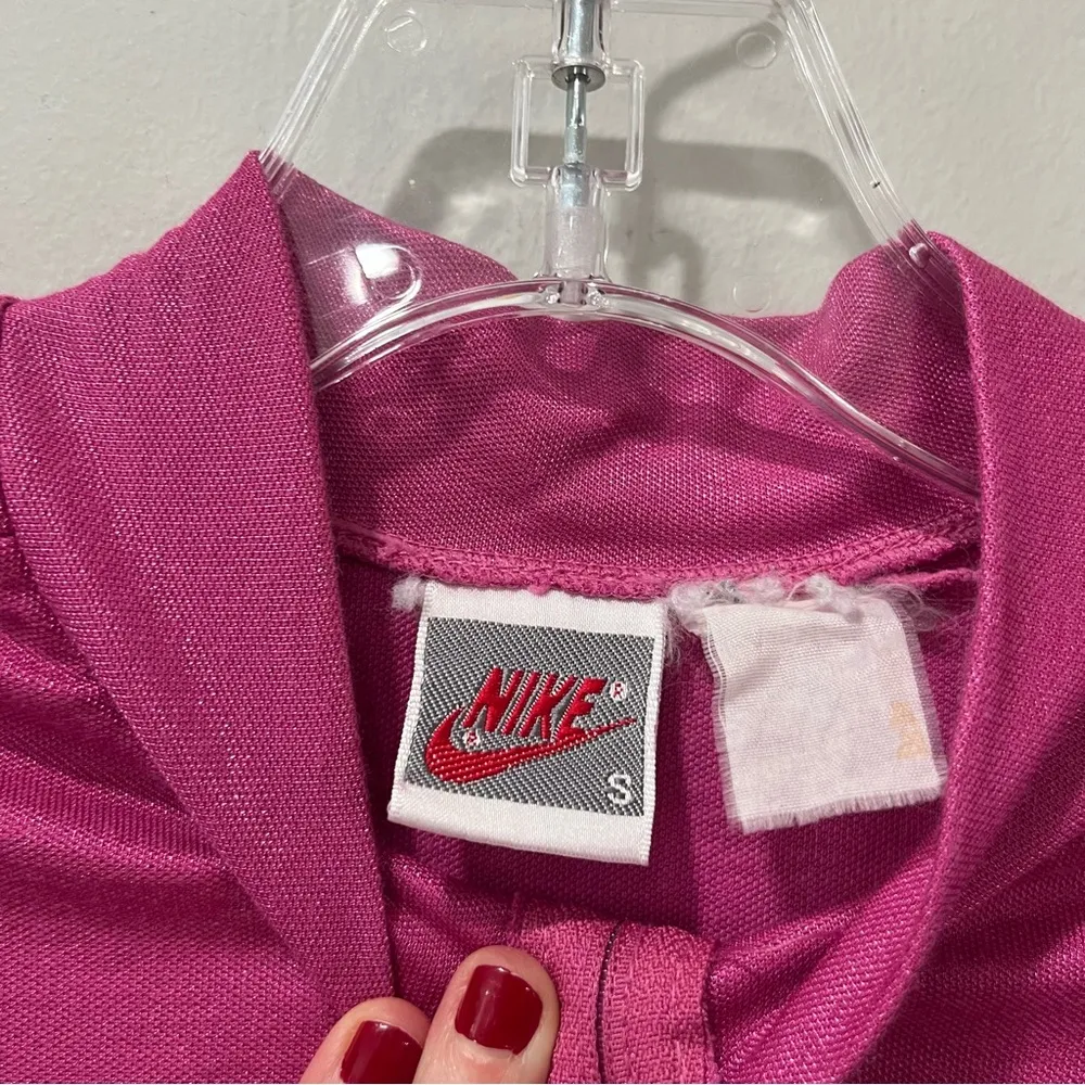Vintage 90s Nike Jersey Cycling Shirt Small Retro Gray Tag Spell Out Swoosh Pink - Image 6