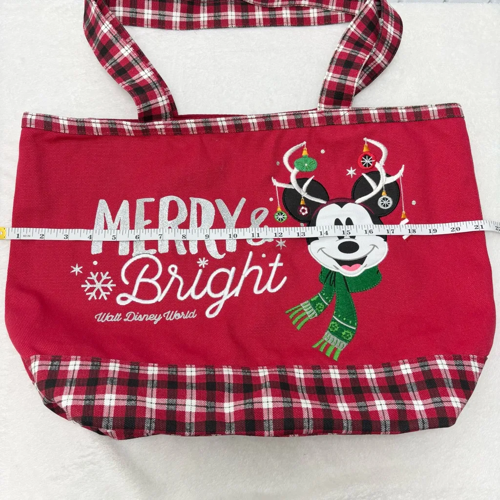 Walt Disney World Mickey Mouse Christmas Ornament Tote Bag‎ Rare Plaid - Image 6