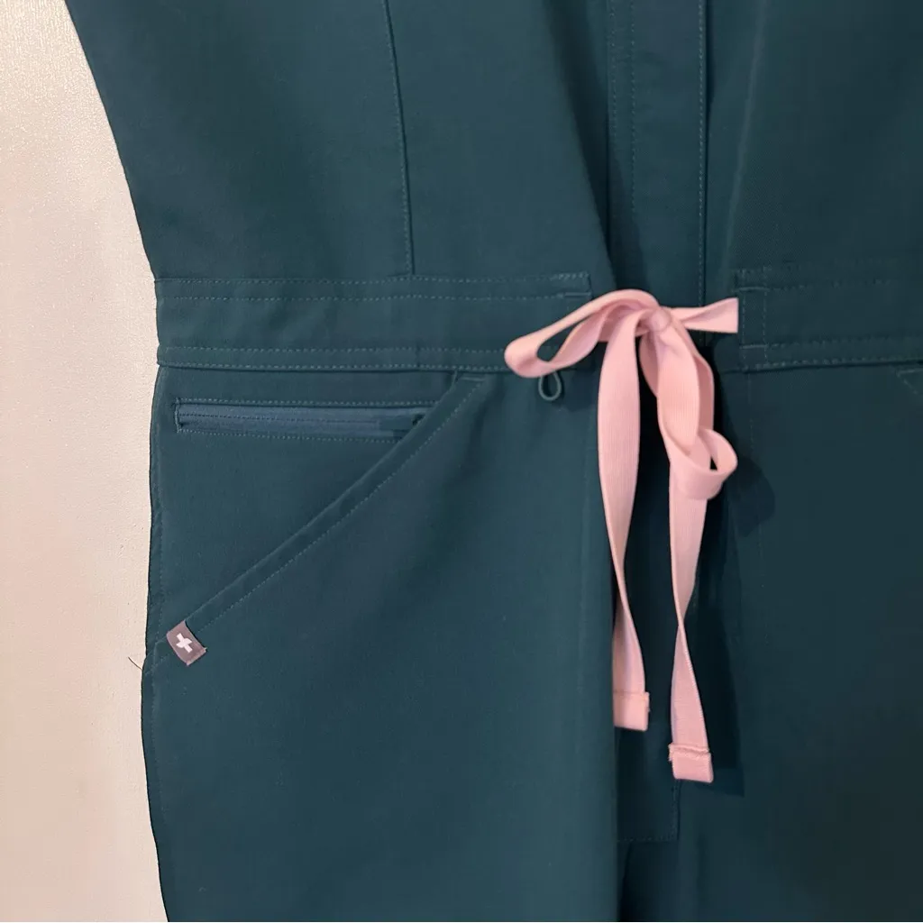 Figs Rafaela Cargo Scrub Jumpsuit Womens Medium Teal Blue Green - Image 5