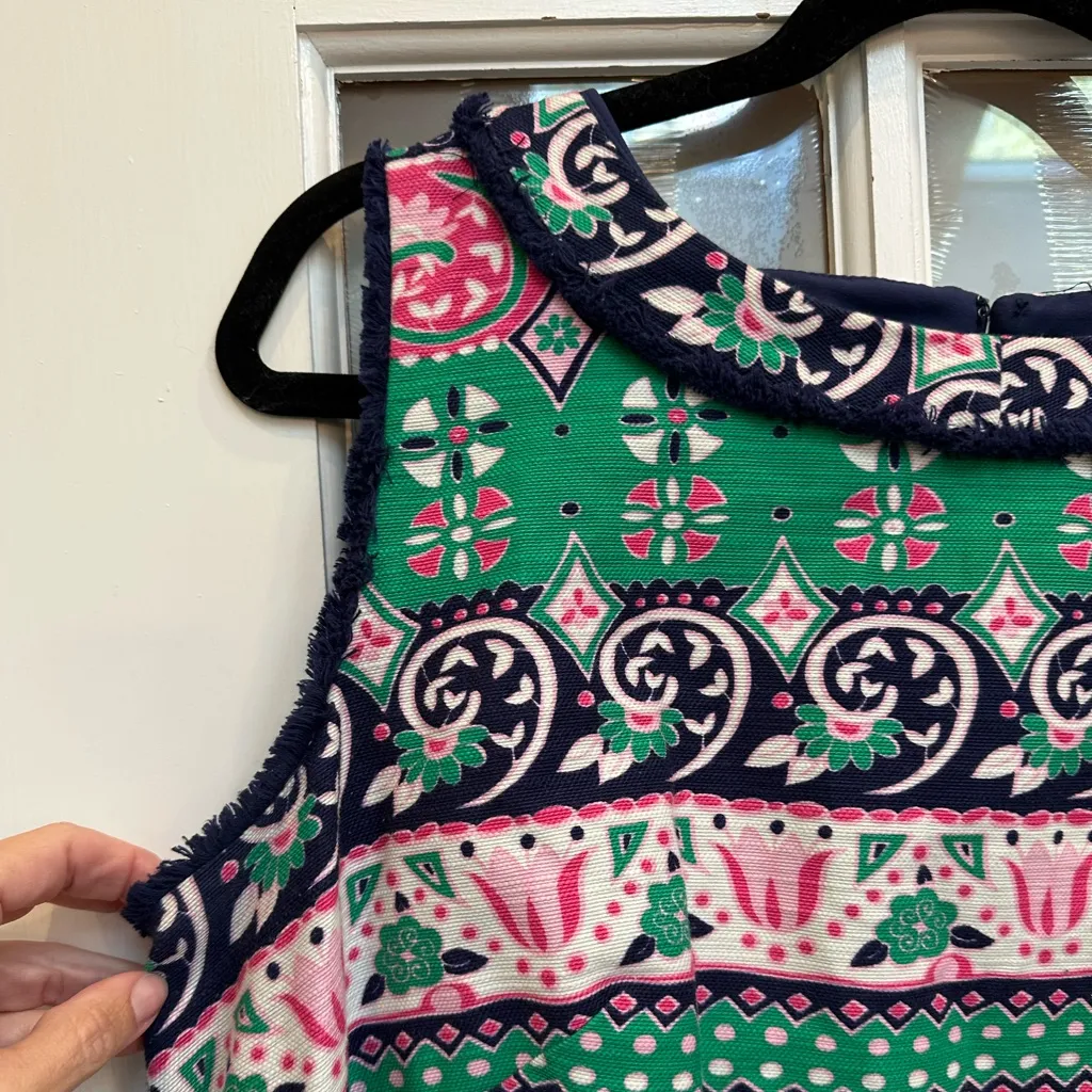 Talbots Fringe Sleeveless Floral Paisley Boho Southwestern Dress Plus Size 14W - Image 2