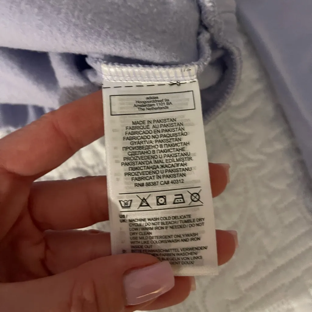 ADIDAS ESSENTIALS 3 STRIPES LAVENDER WHITE CREW CROP SWEATSUIT S Purple - Image 14