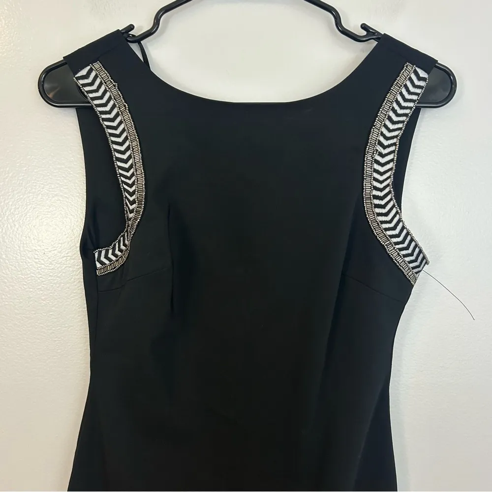 NWOT Zara Black Striped/Beaded Sleeveless Sheath Dress Size Small - Image 2