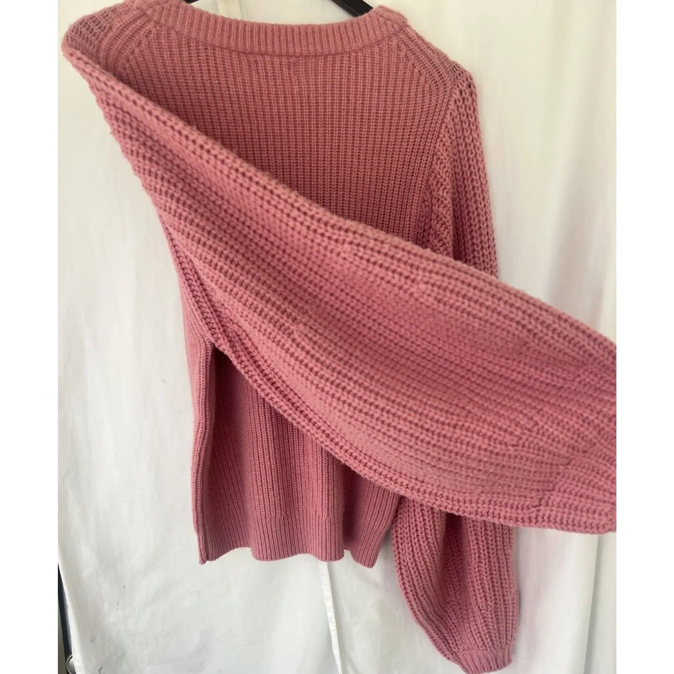 STAUD Aura Sweater Damask Pink Medium Chunky Merino Wool Balloon Sleeves Thick - Image 9