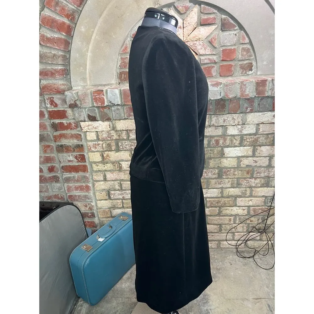 formal suit velvet beaded blazer black 1980s Size L - Image 9