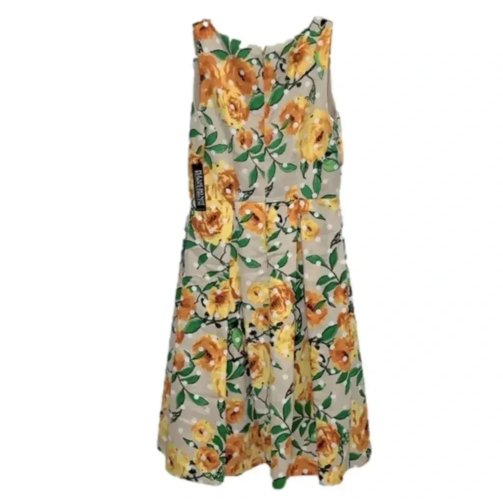 New York & Company yellow floral print polka dot midi dress pleated lined NWT Size 0 - Image 2