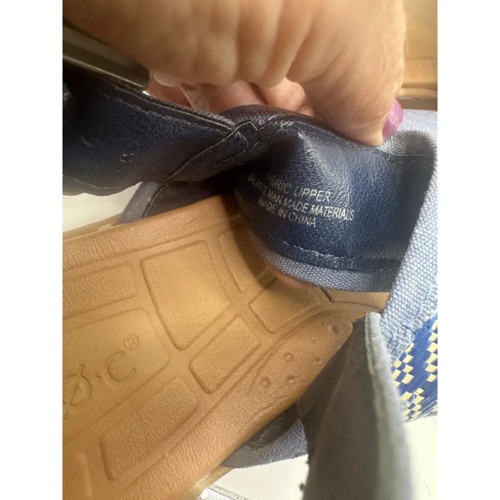 BOC Born Concept 7M Sandals Womens Jorunn Open Toe Slingback Blue Denim Flats - Image 6