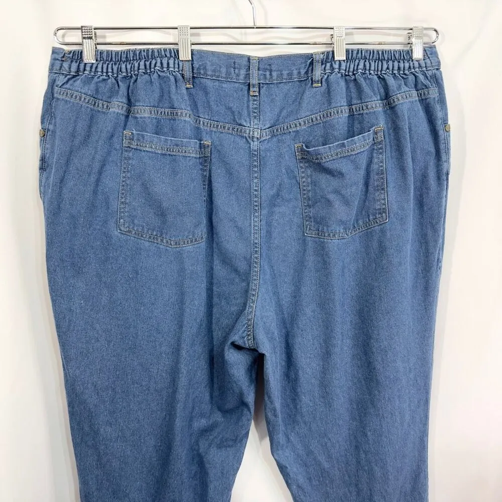 Woman Within Plus Size 28W Tall Jeans Elastic Waist Blue Straight Leg Denim 1006 - Image 2