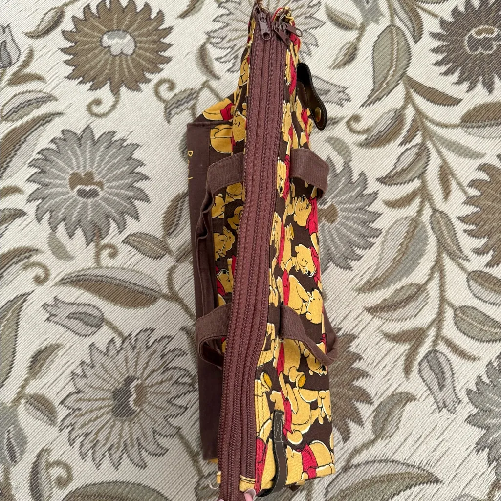 Disney Vintage Winnie the Pooh Bag Duffel Canvas Tote Overnight Travel AOP Yellow - Image 5