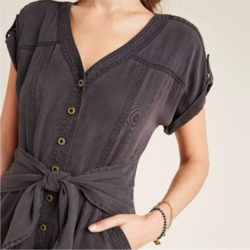 ANTHROPOLOGIE‎ Huxley Utility Jumpsuit in Washed Black size 8 - Image 12