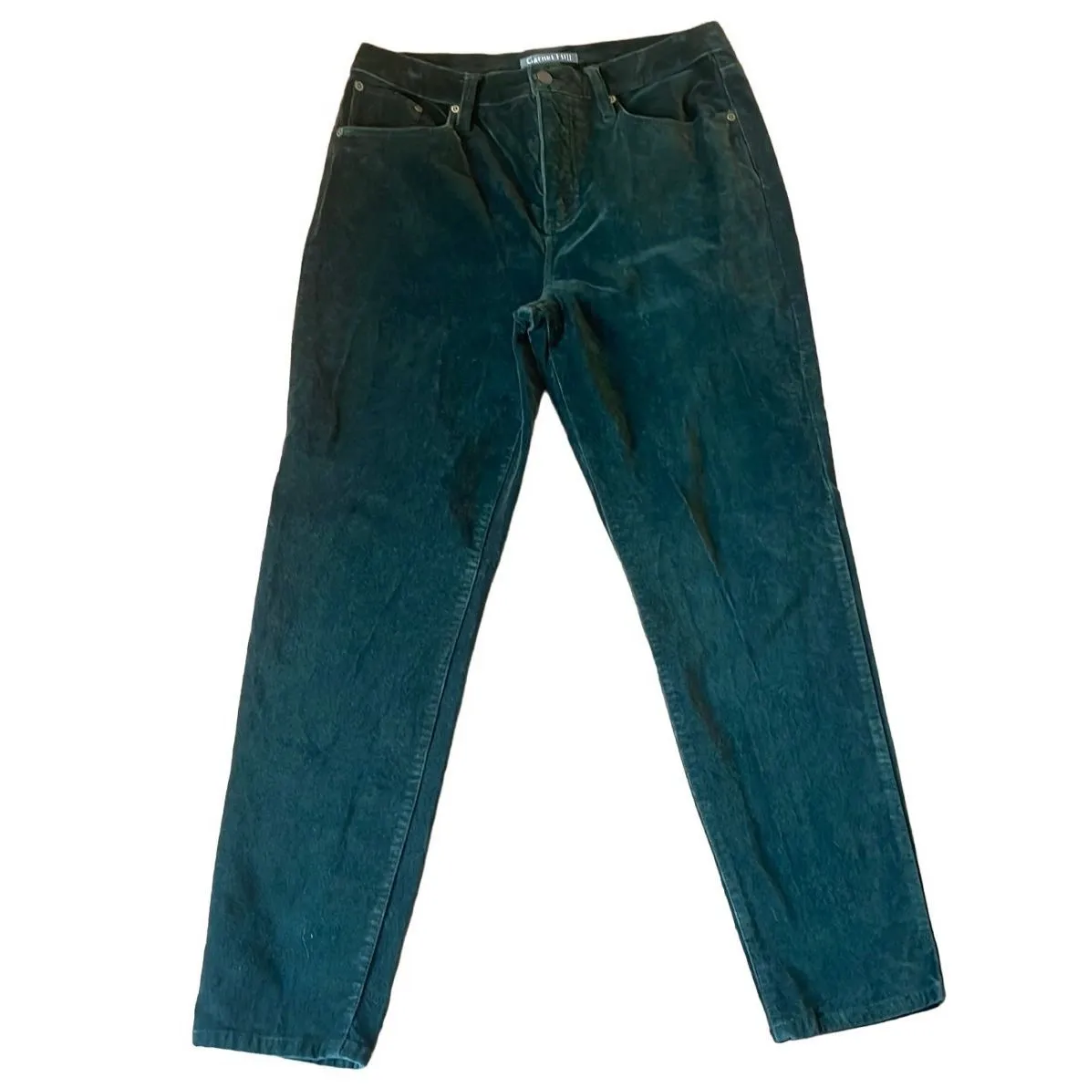 Garnet Hill green velvet high rise straight leg pants 12 - Image 2