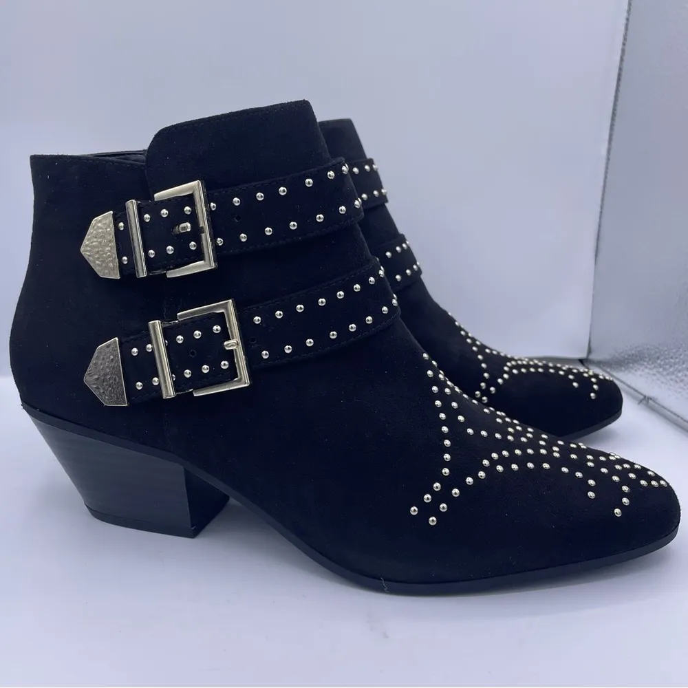I.N.C suede studded Iliana western style black booties women Size 8 1/2 - Image 8