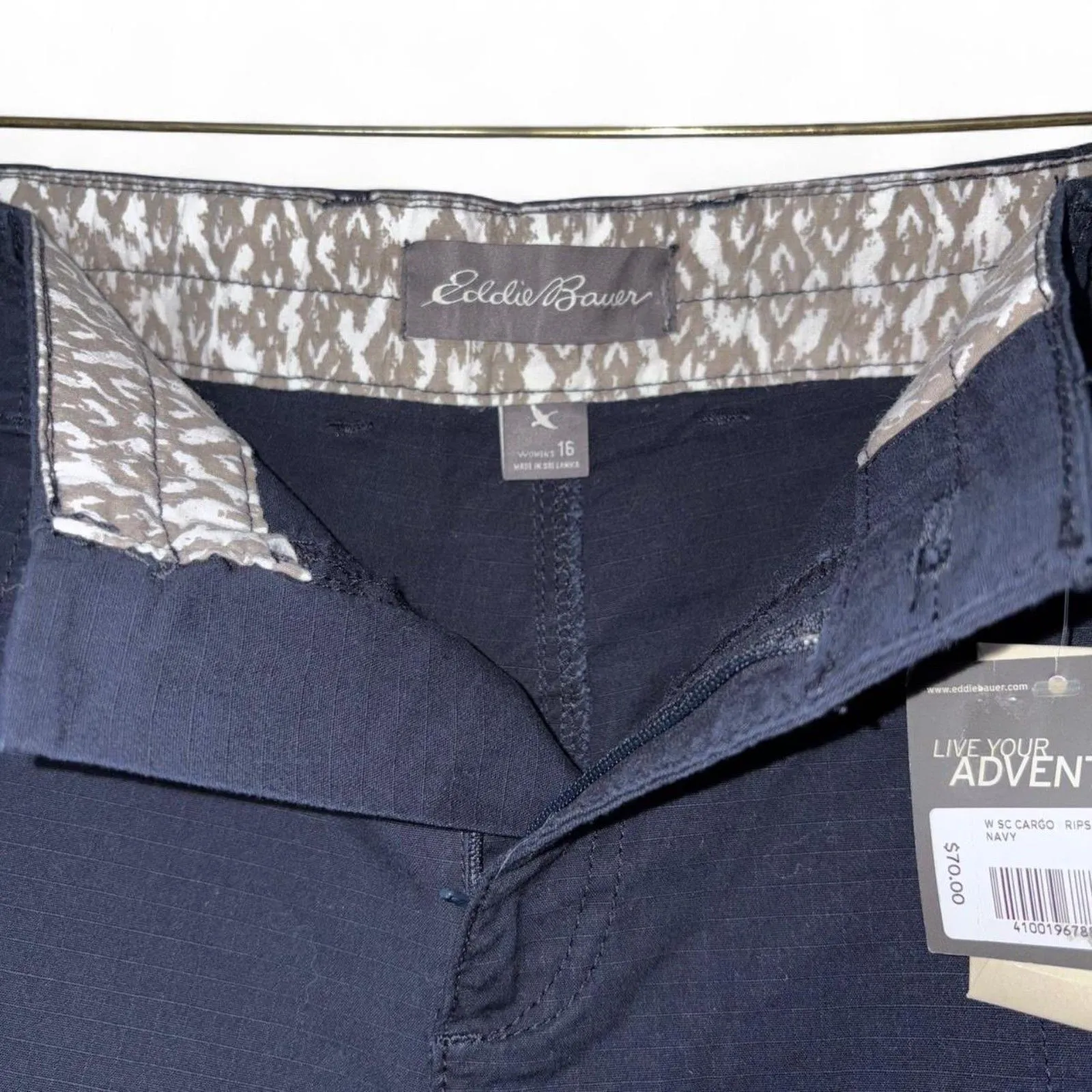 Eddie Bauer NWT Soft Cotton Rip-Stop Cargo Ankle Pants in Navy size 16 - Image 3