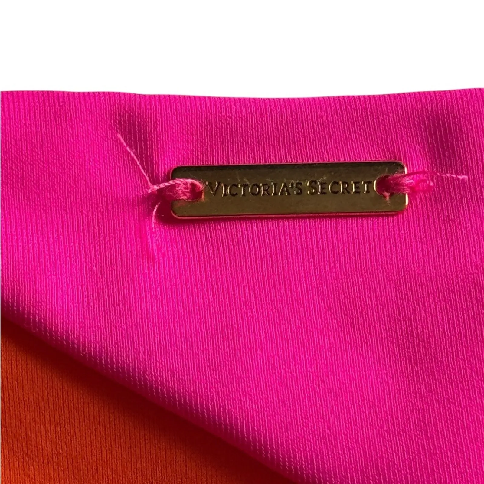 Victoria's Secret Pink Orange Color block Halter Hipster bikini set Size LARGE - Image 9