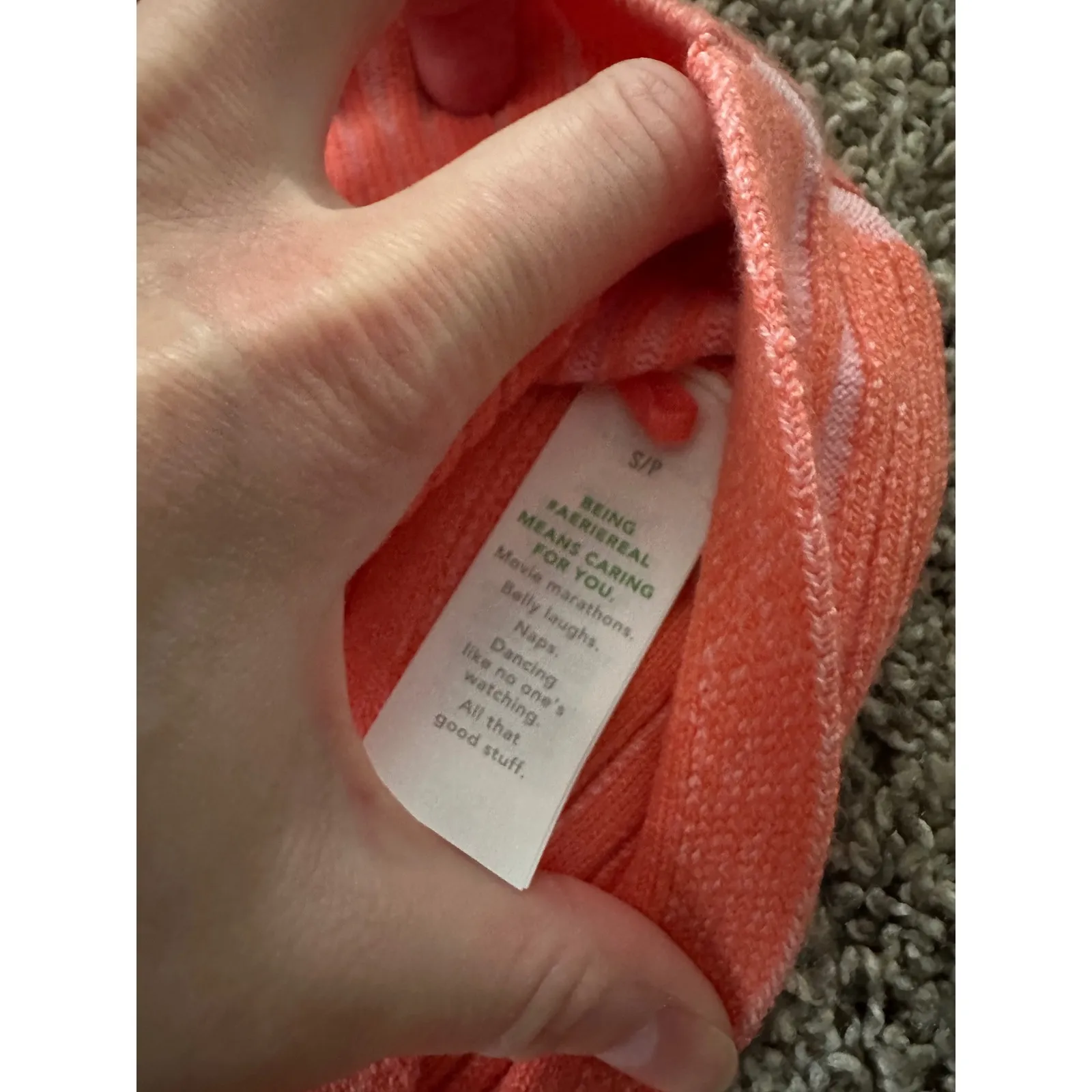 Coral Striped Off Shoulder Wrap Cropped Sweater Top Size S - Image 5