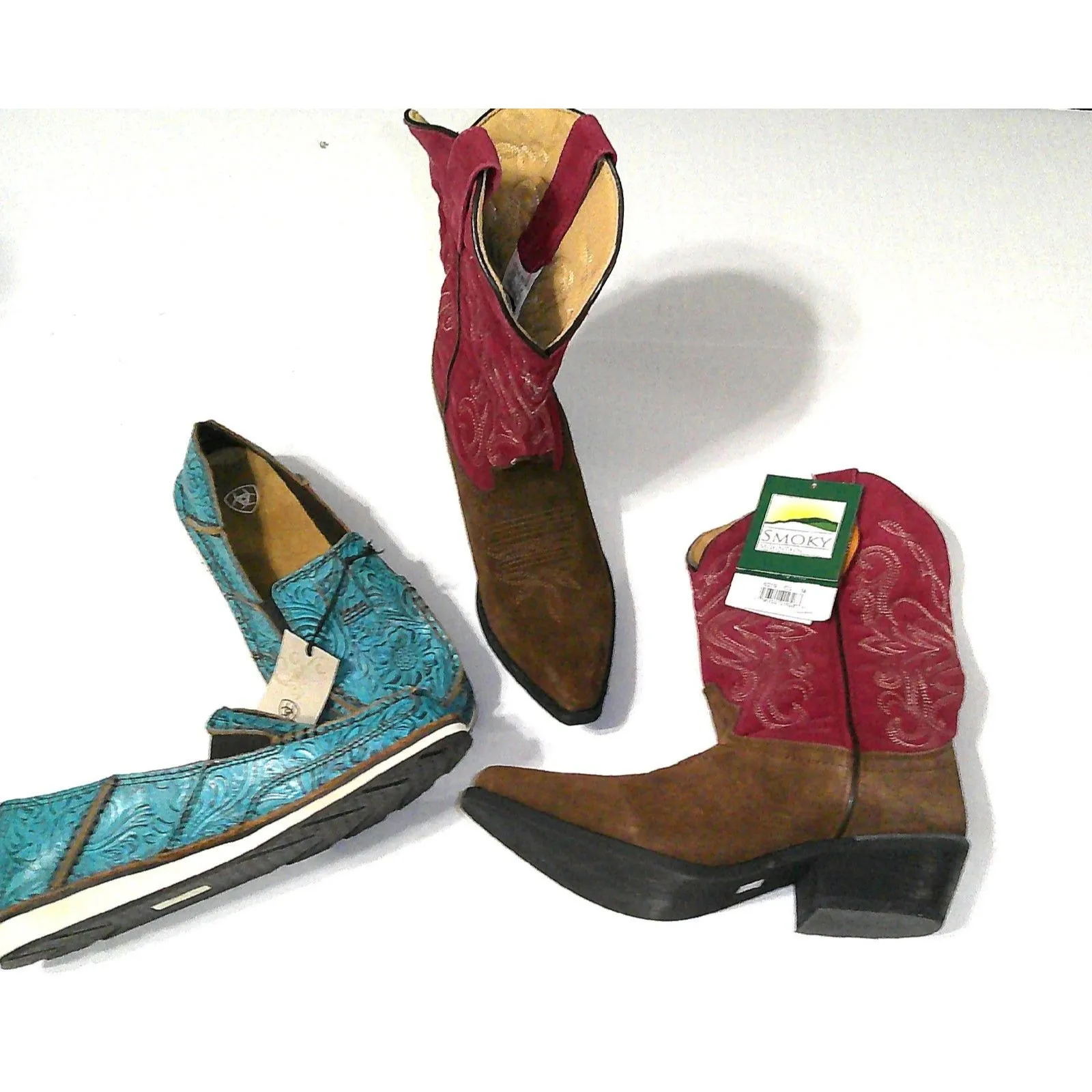 New NWT Boot Shoe Bundle Womens 5.5 Ariat Smoky Boots Western Turquoise Pink Bro - Image 2