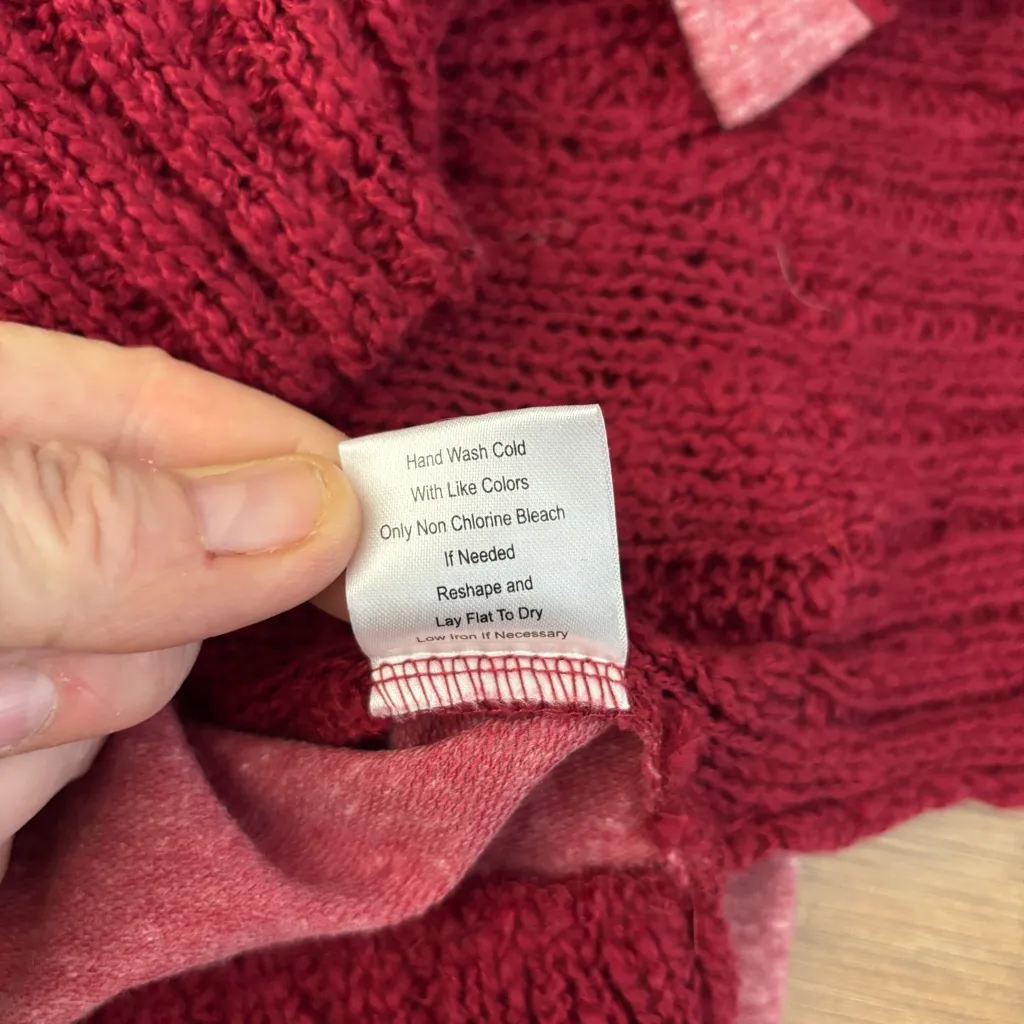 Evy’s Tree Long Sleeve Colorblock Button Up Cardigan Sweater Red - Image 6