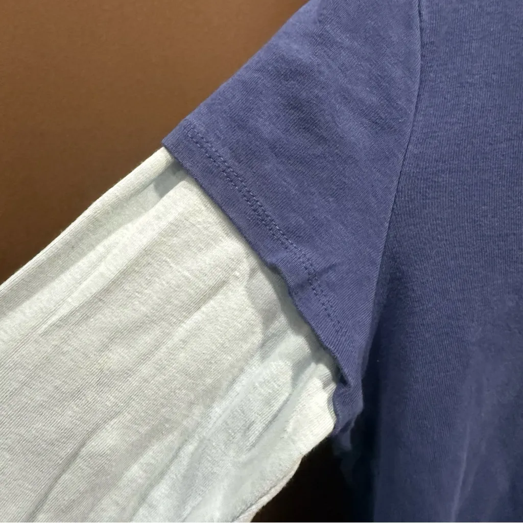 90s Y2K Fashion Bug Blue & Light Blue Layered Look Hooded Long Sleeve Butterfly - Image 3